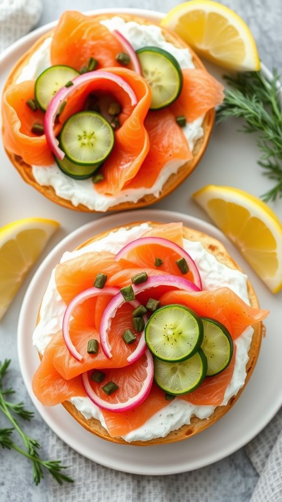 Smoked Salmon Bagels with Cream Cheese  