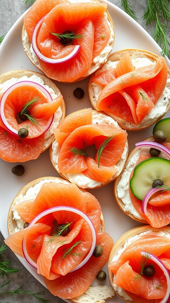 Smoked Salmon Bagels with Dill Cream Cheese  