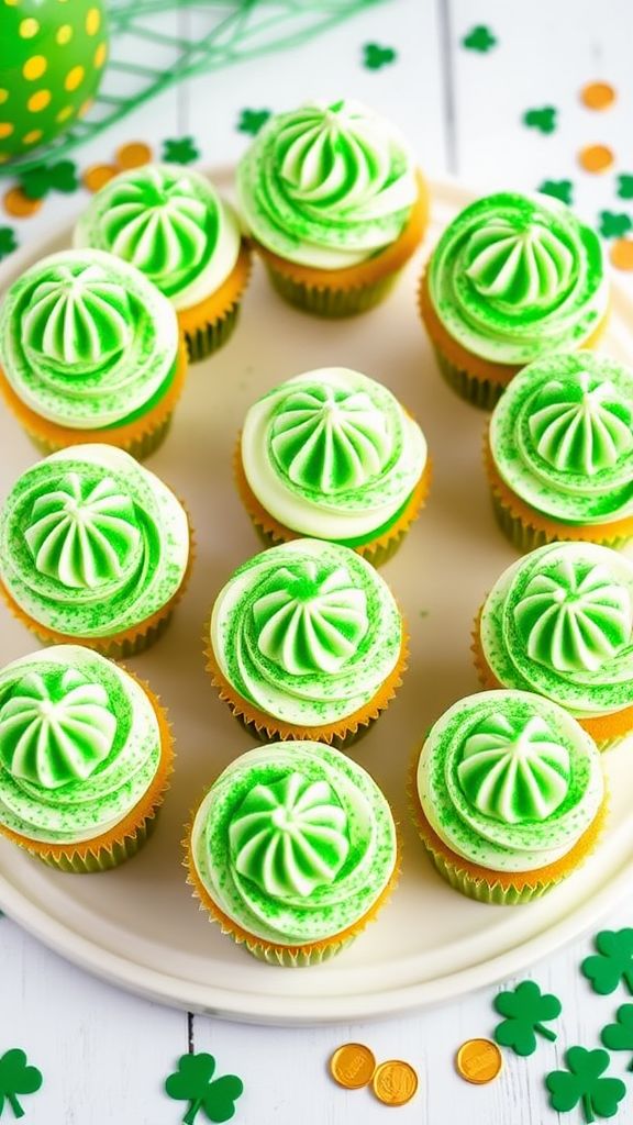 Sparkling Shamrock Cupcakes