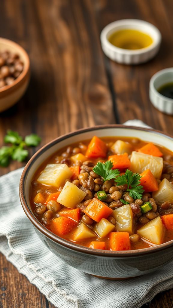 Spiced Lentil and Cabbage Stew  