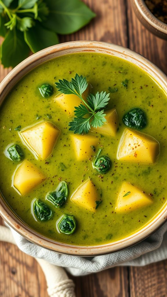 Spicy Irish Potato and Spinach Soup  