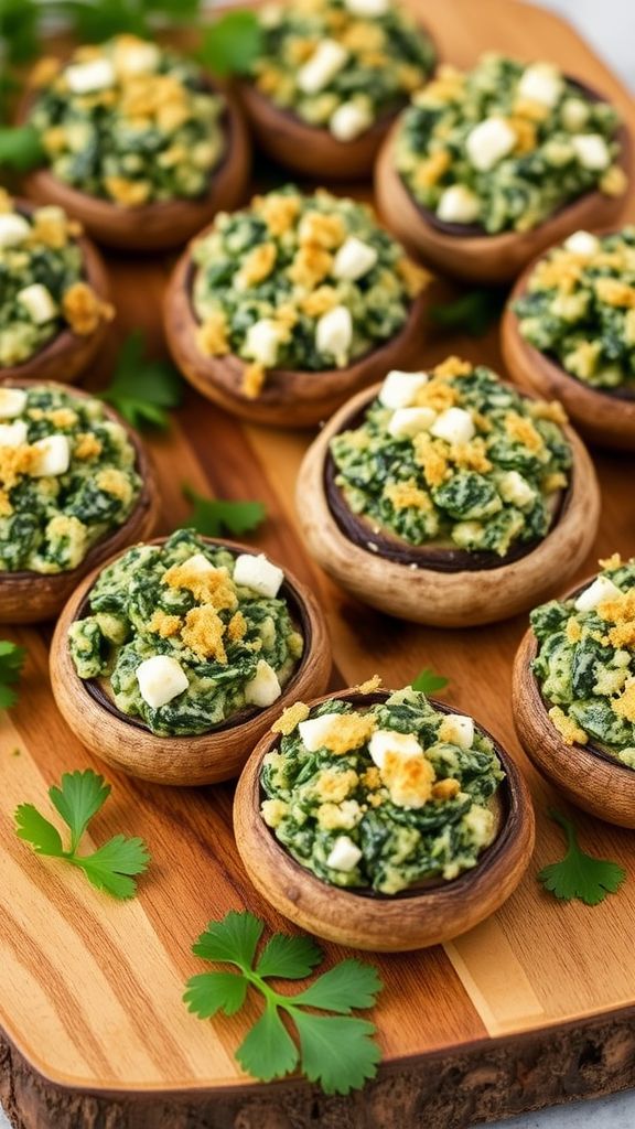 Spinach and Feta Stuffed Mushrooms  