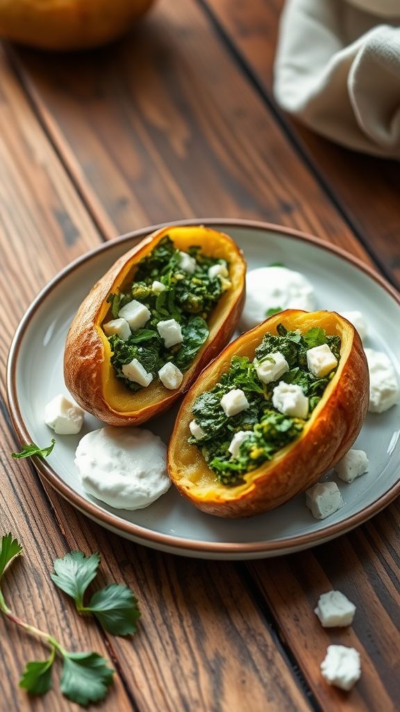 Spinach and Feta Stuffed Potatoes  