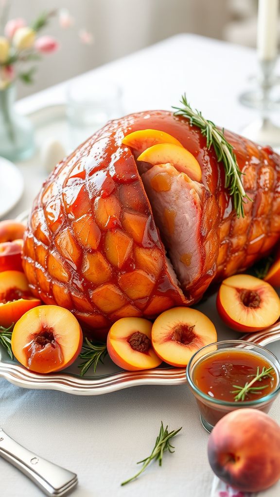 Sweet and Spicy Peach-Glazed Easter Ham