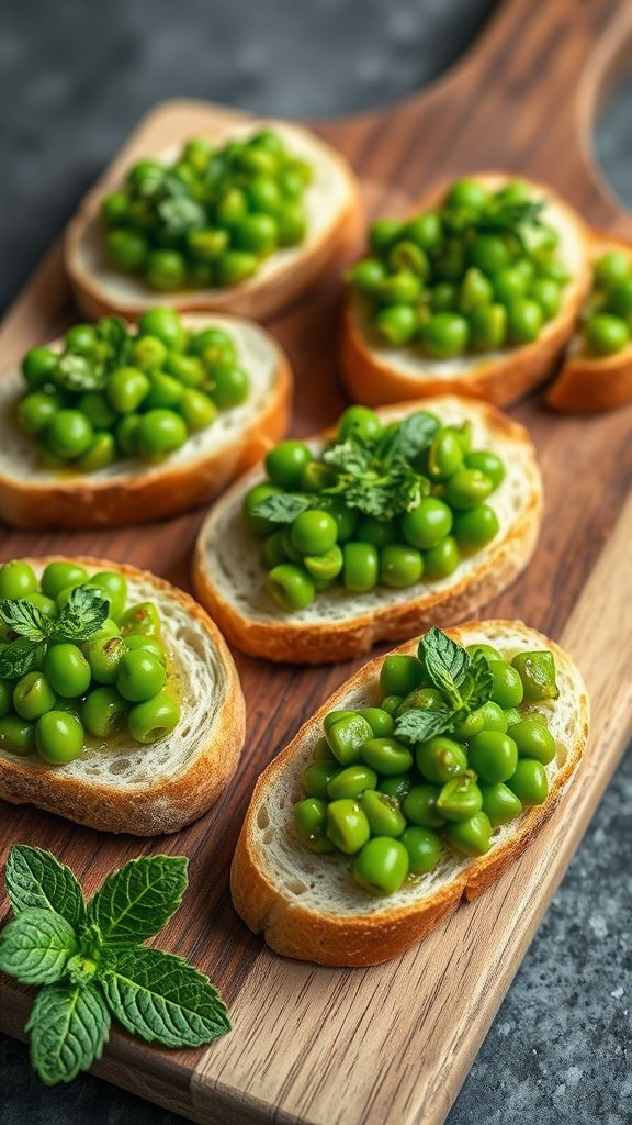 Sweet Pea and Mint Crostini