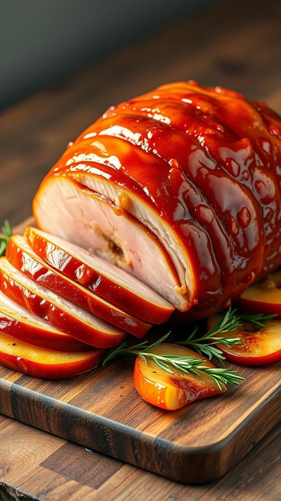 Tangy Mustard-Glazed Ham with Apples