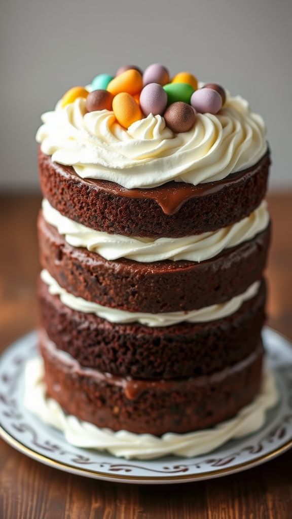 Triple-Layer Chocolate Easter Cake  