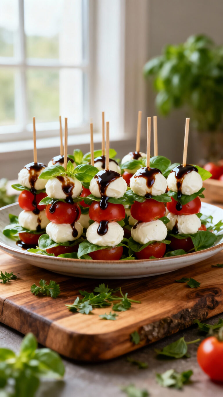 Caprese Skewers with Balsamic Glaze - Italian cuisine