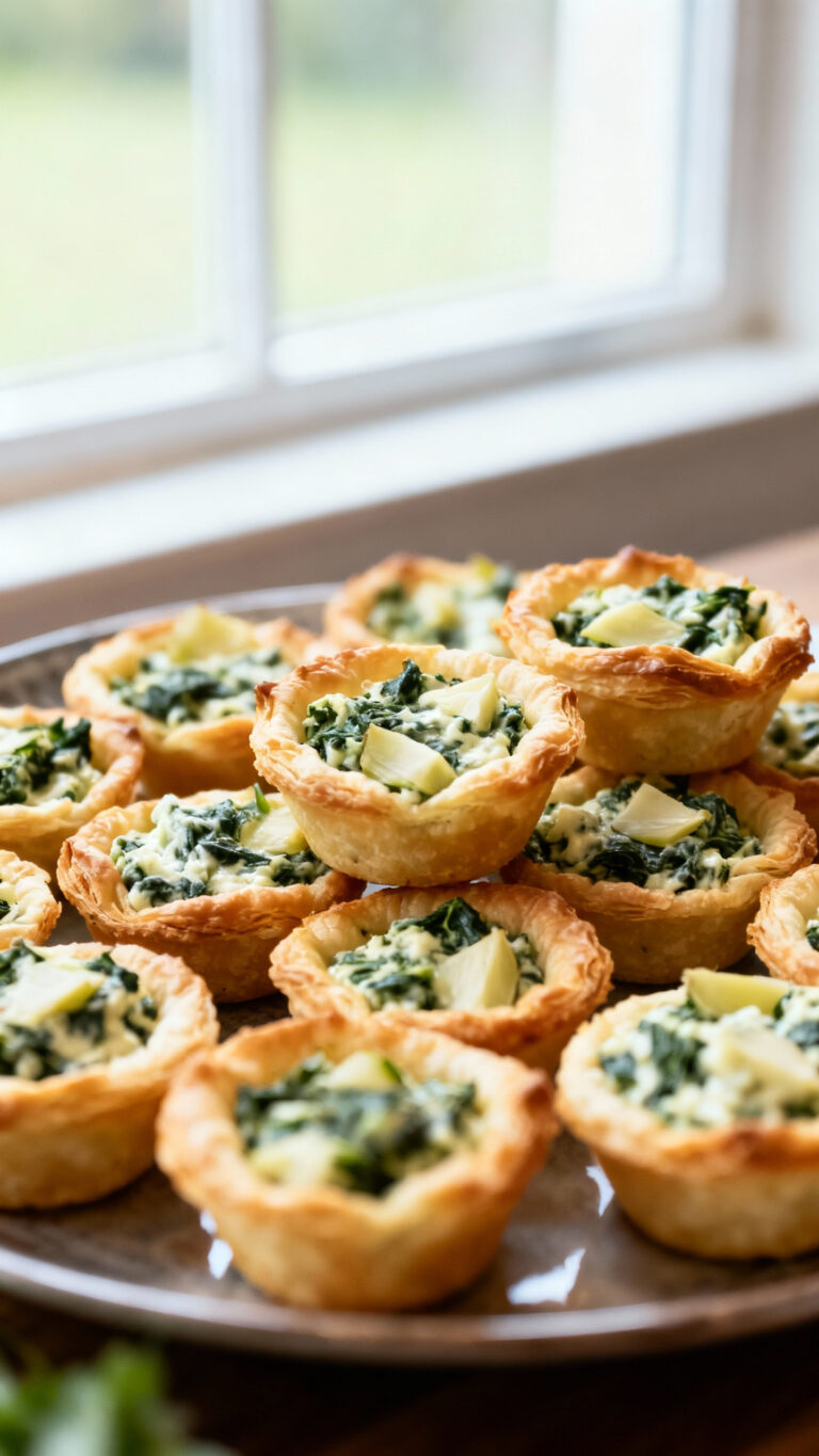 Spinach Artichoke Puff Pastry Cups - American cuisine