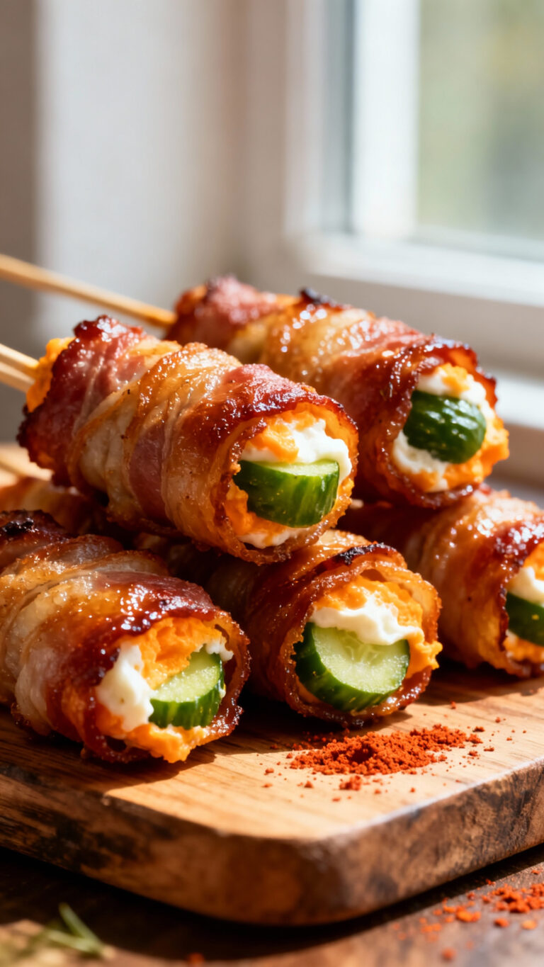 Bacon-Wrapped Dill Pickle Poppers - American cuisine