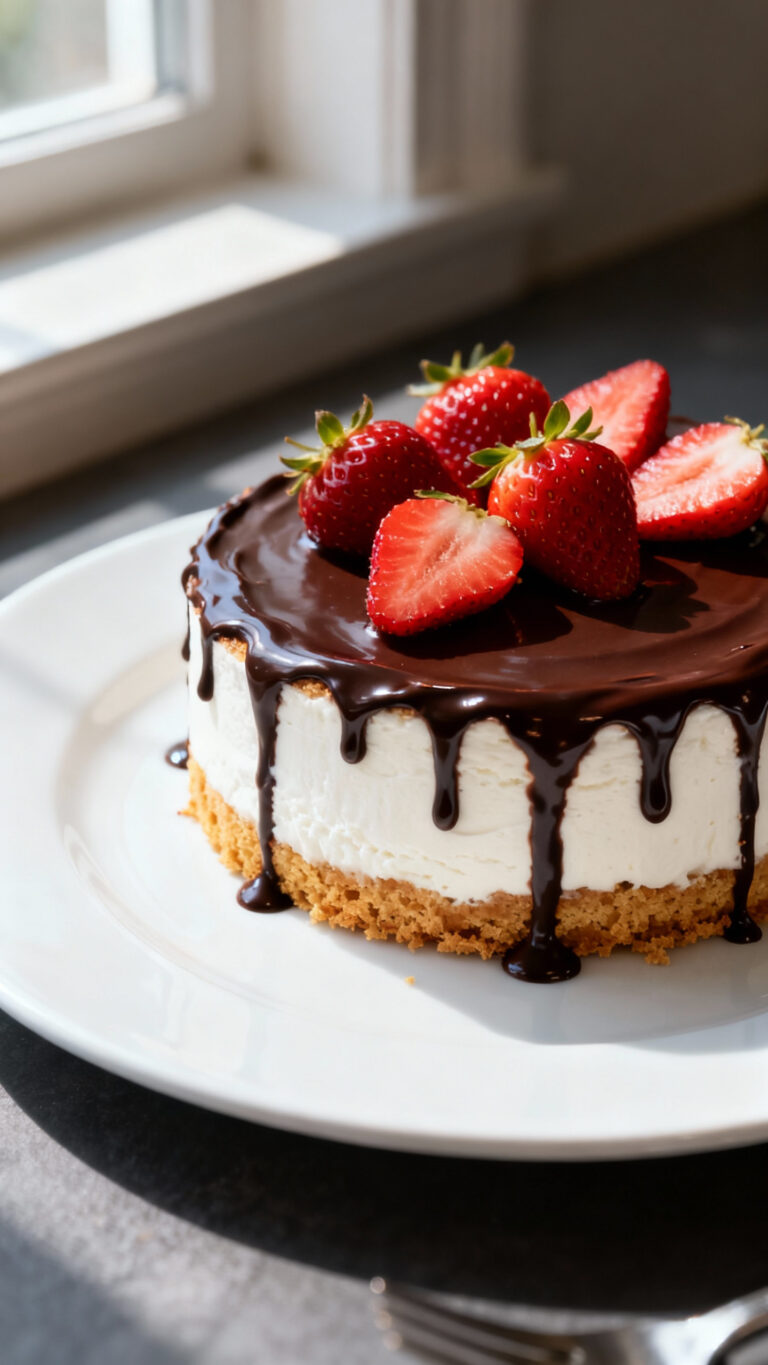 Chocolate-Covered Strawberry Cheesecake - American