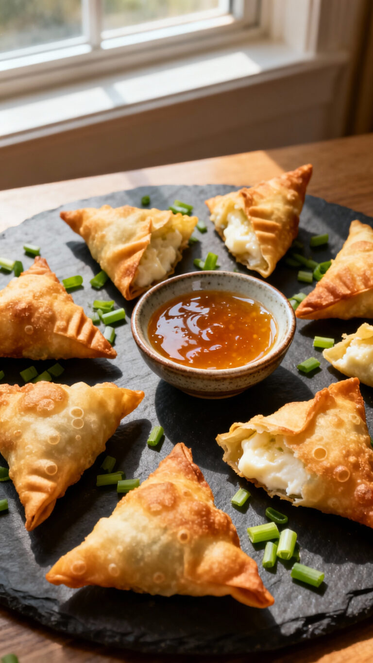 Cream Cheese Wontons with Sweet Sour Sauce - Asian cuisine