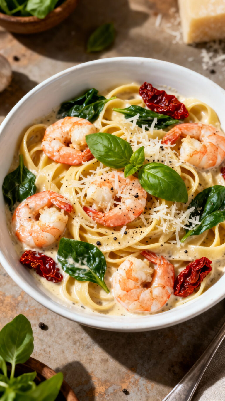Creamy Tuscan Shrimp Pasta - Italian