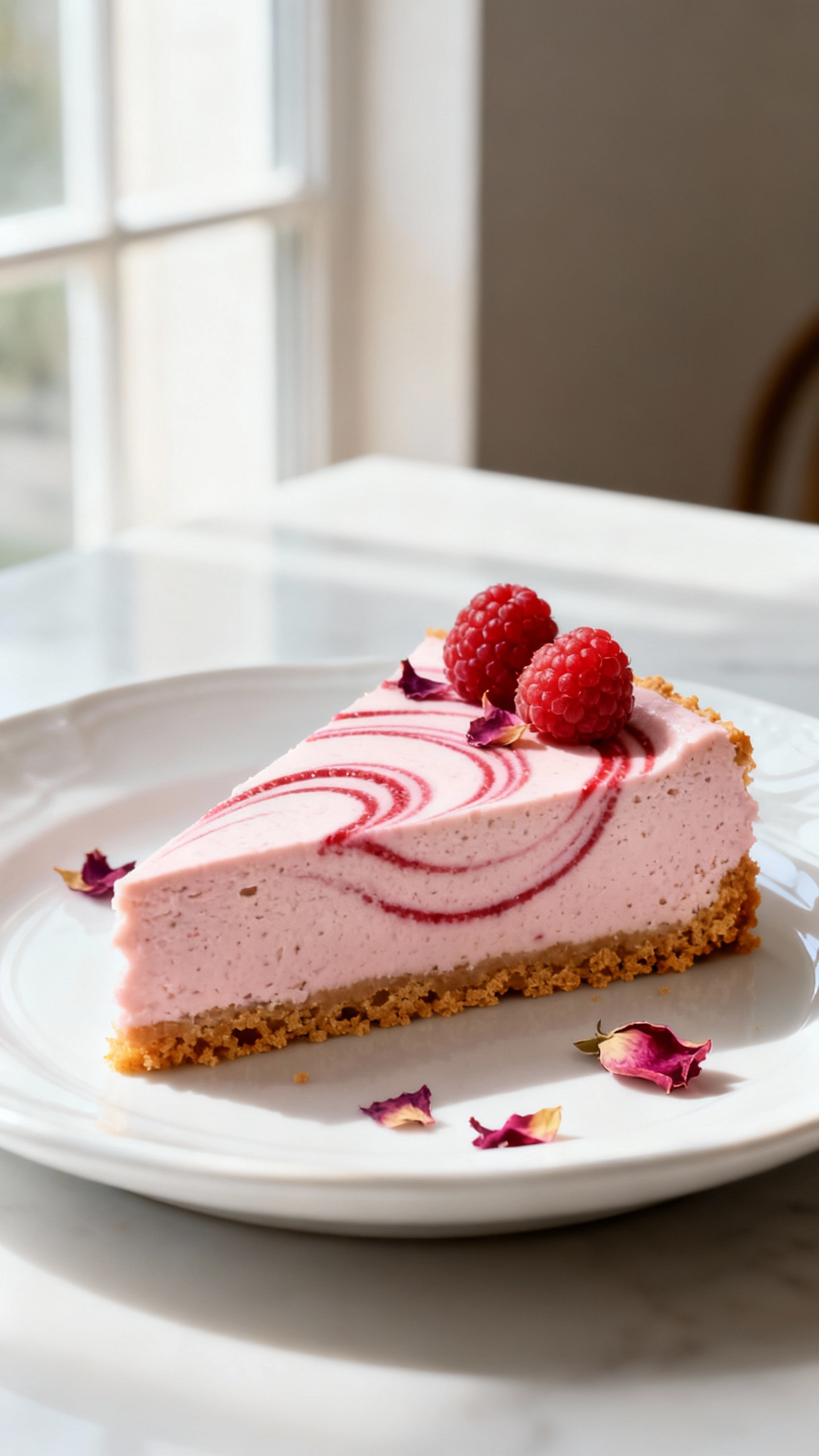 Raspberry Rose Vegan Cheesecake