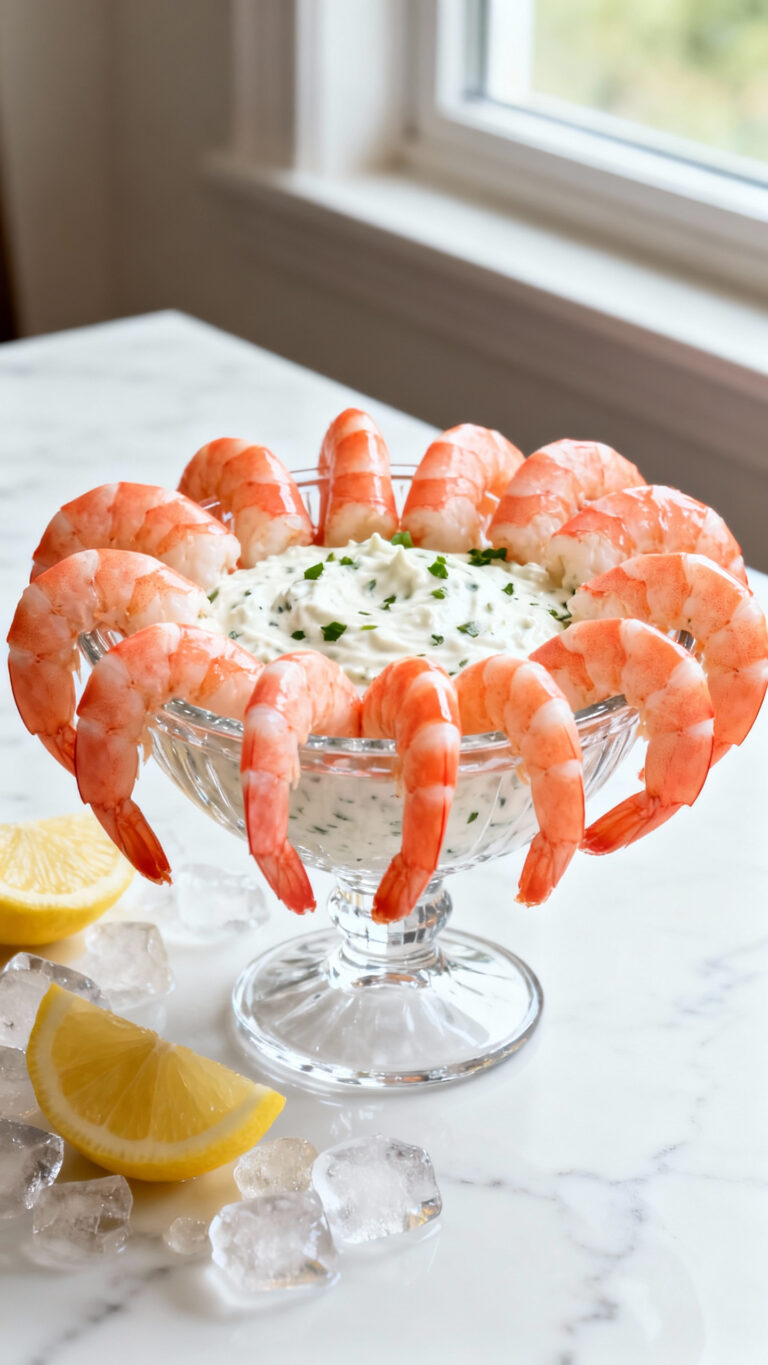 Shrimp Cocktail with Creamy Herb Dip - American cuisine
