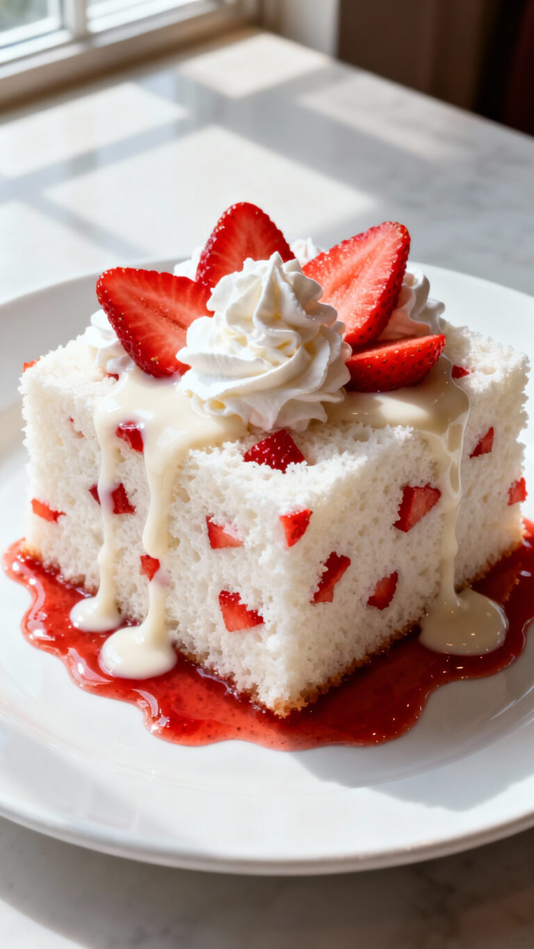 Strawberries and Cream Poke Cake - American
