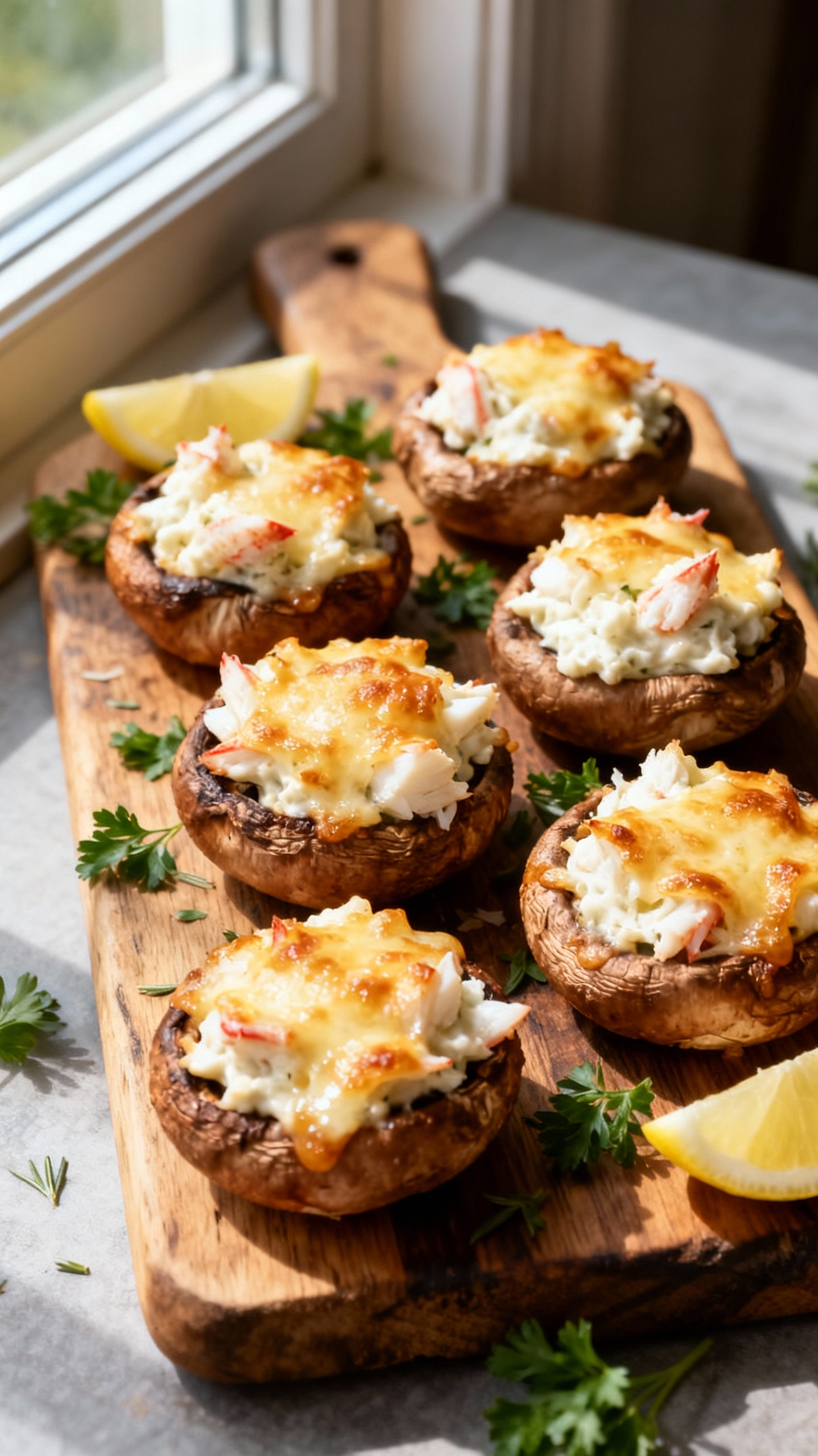 Stuffed Mushrooms with Crab and Cheese