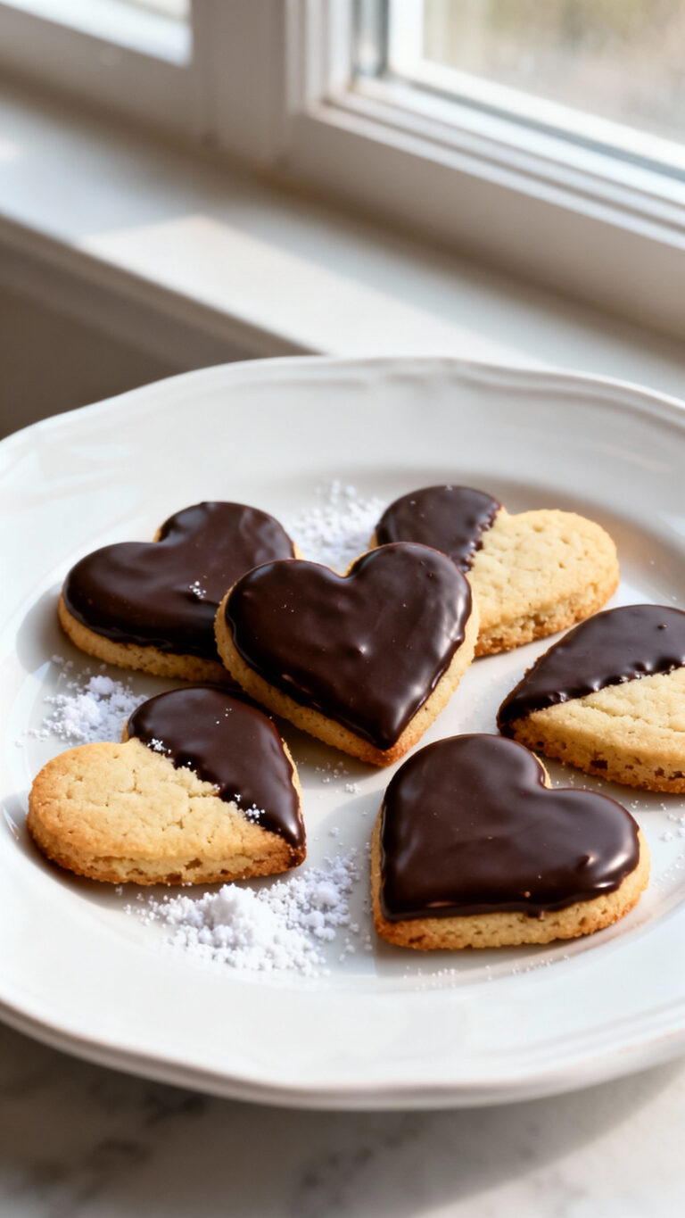Vegan Chocolate-Dipped Cookie Hearts - American