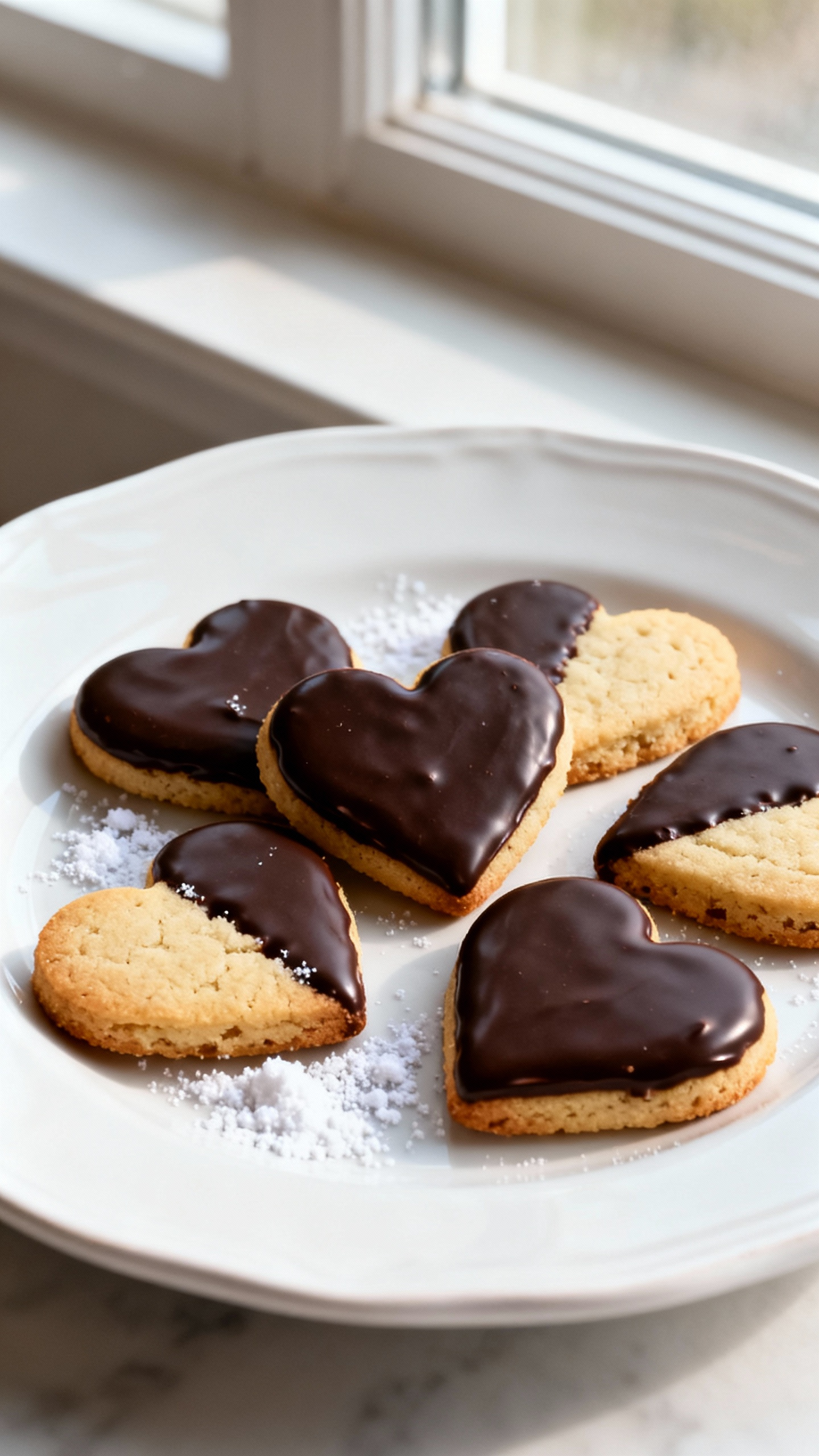 Vegan Chocolate-Dipped Cookie Hearts