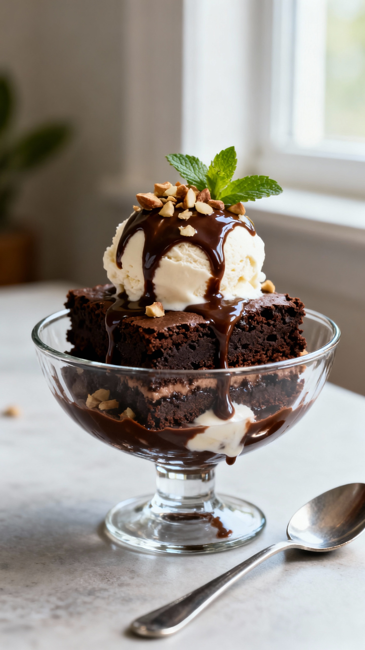 Vegan Hot Fudge Brownie Sundae