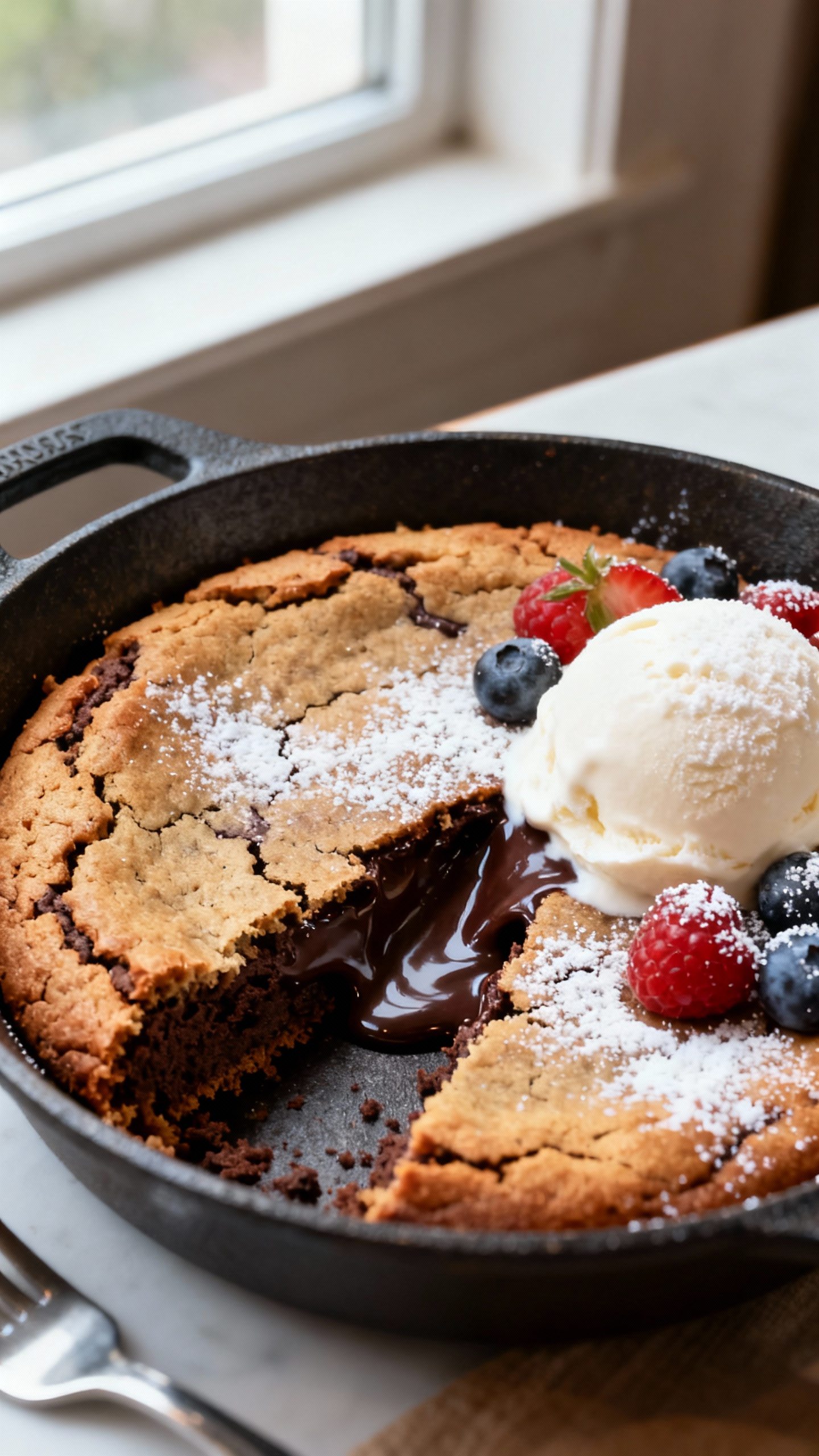 Vegan Molten Chocolate Skillet Cookie