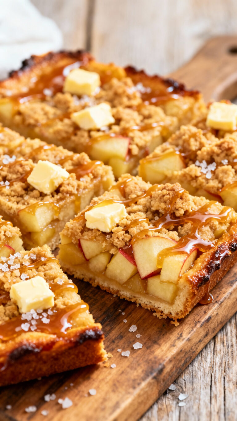 Apple Pie Crumble Bars with Salted Maple Glaze - American