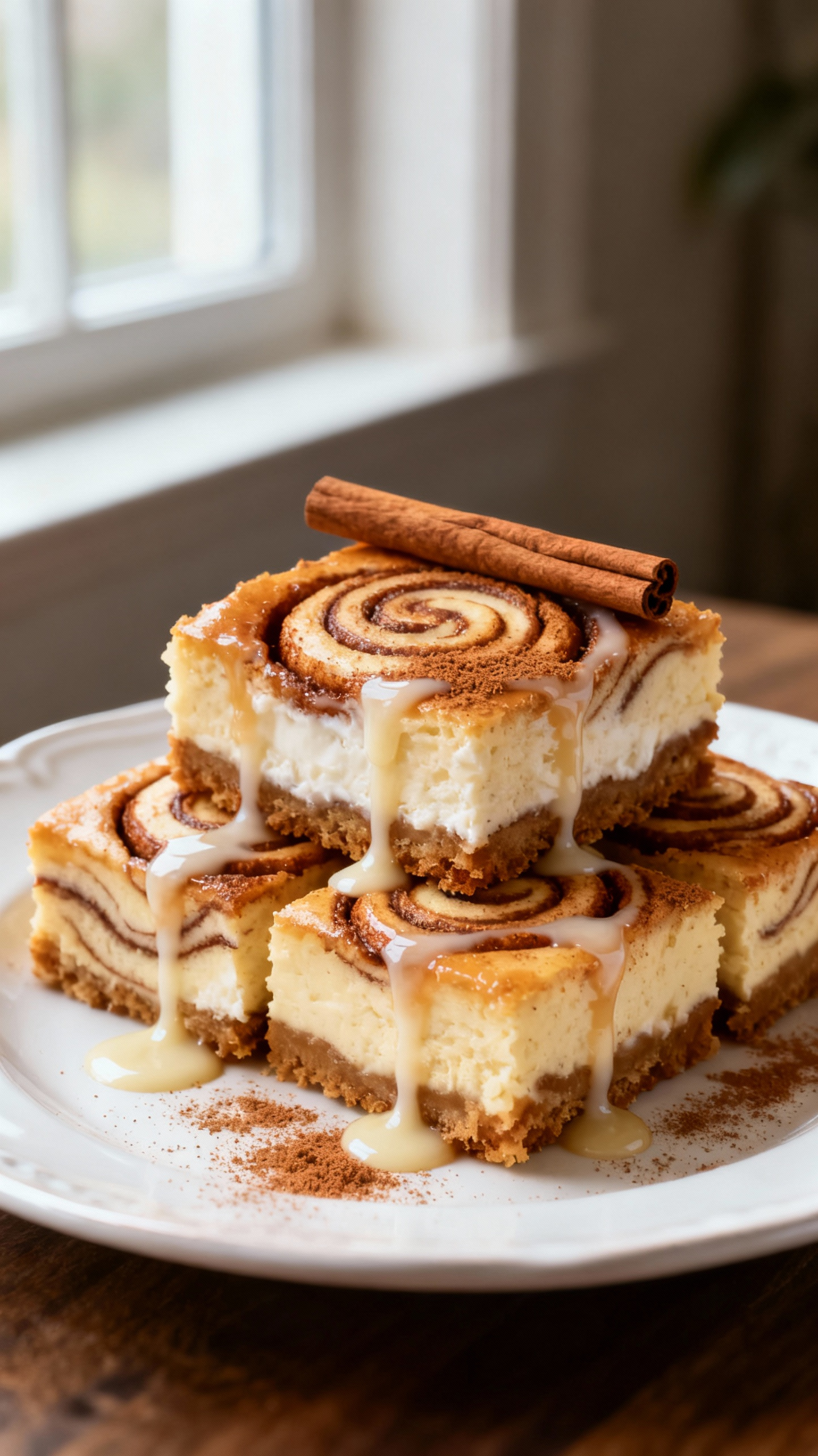 Cinnamon Roll Cheesecake Bars