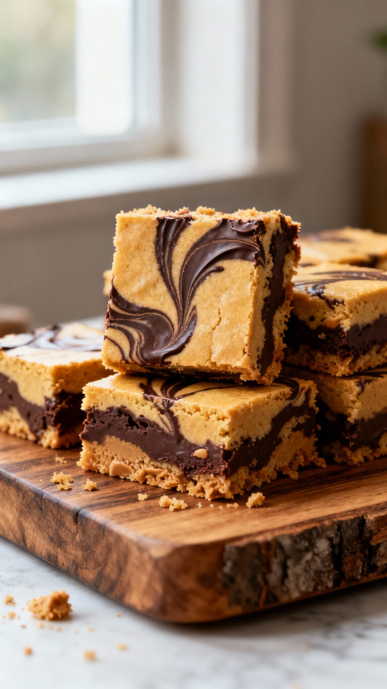 Dark Chocolate Peanut Butter Swirl Blondies - American