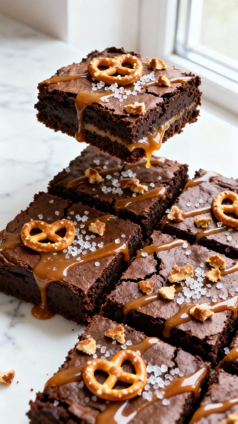 Salted Caramel Pretzel Brownies - American