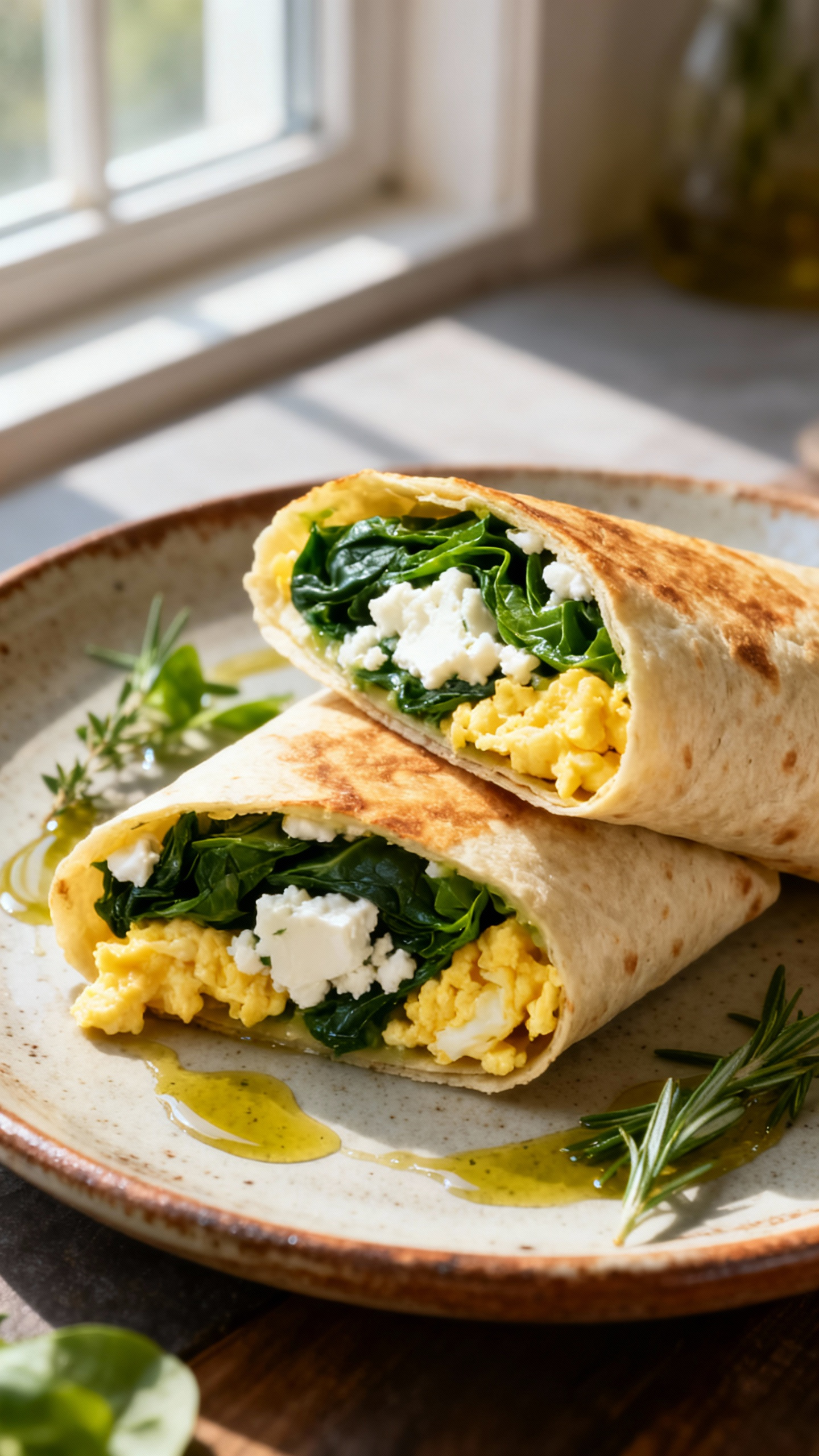 Spinach and Feta Breakfast Wraps