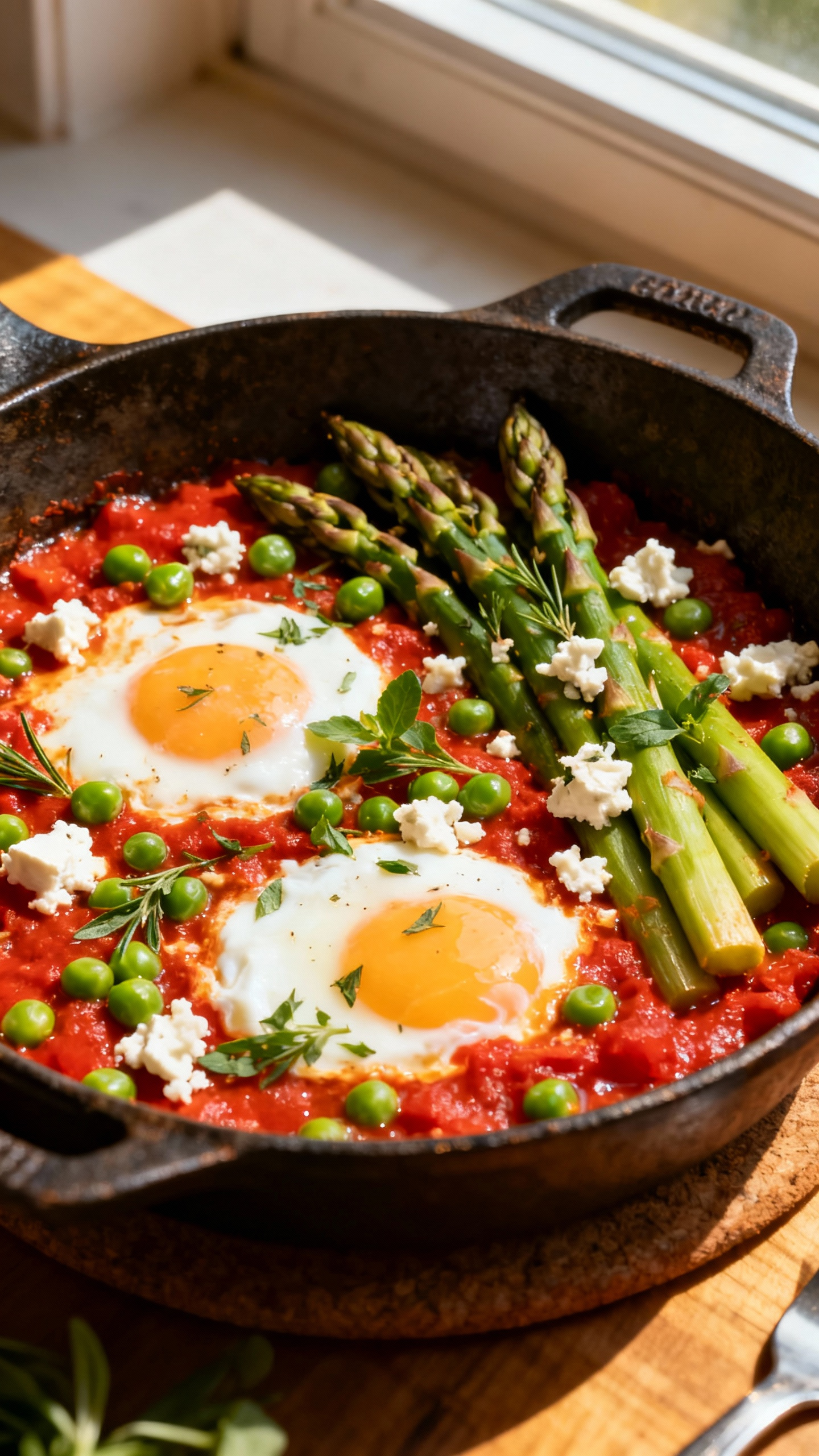 Spring Shakshuka with Peas and Asparagus