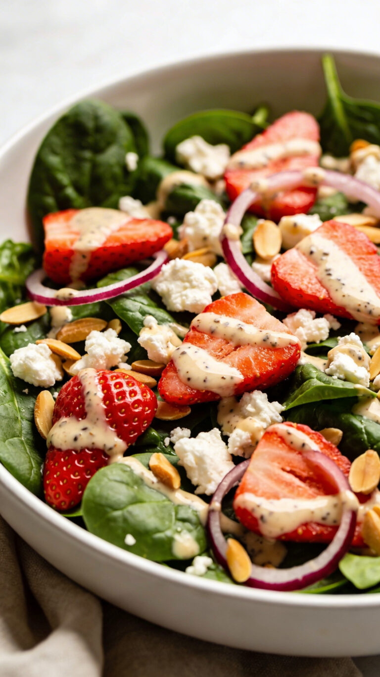 Beginner-Friendly Strawberry Spinach Salad with Poppy Seed Dressing - American