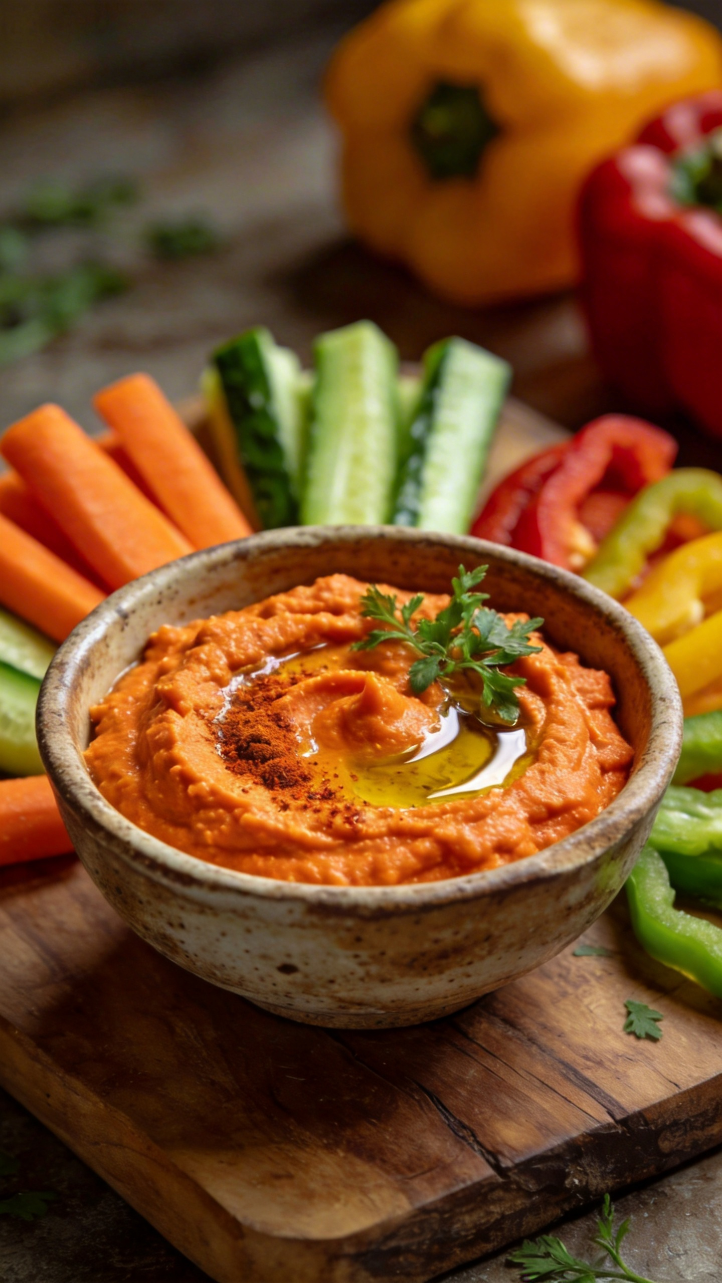 Carrot Hummus with Veggie Sticks