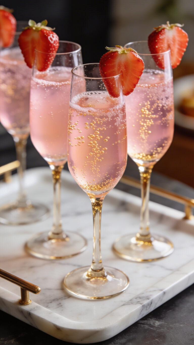 Champagne Strawberry Mimosas for a Fancy Brunch Bar - American