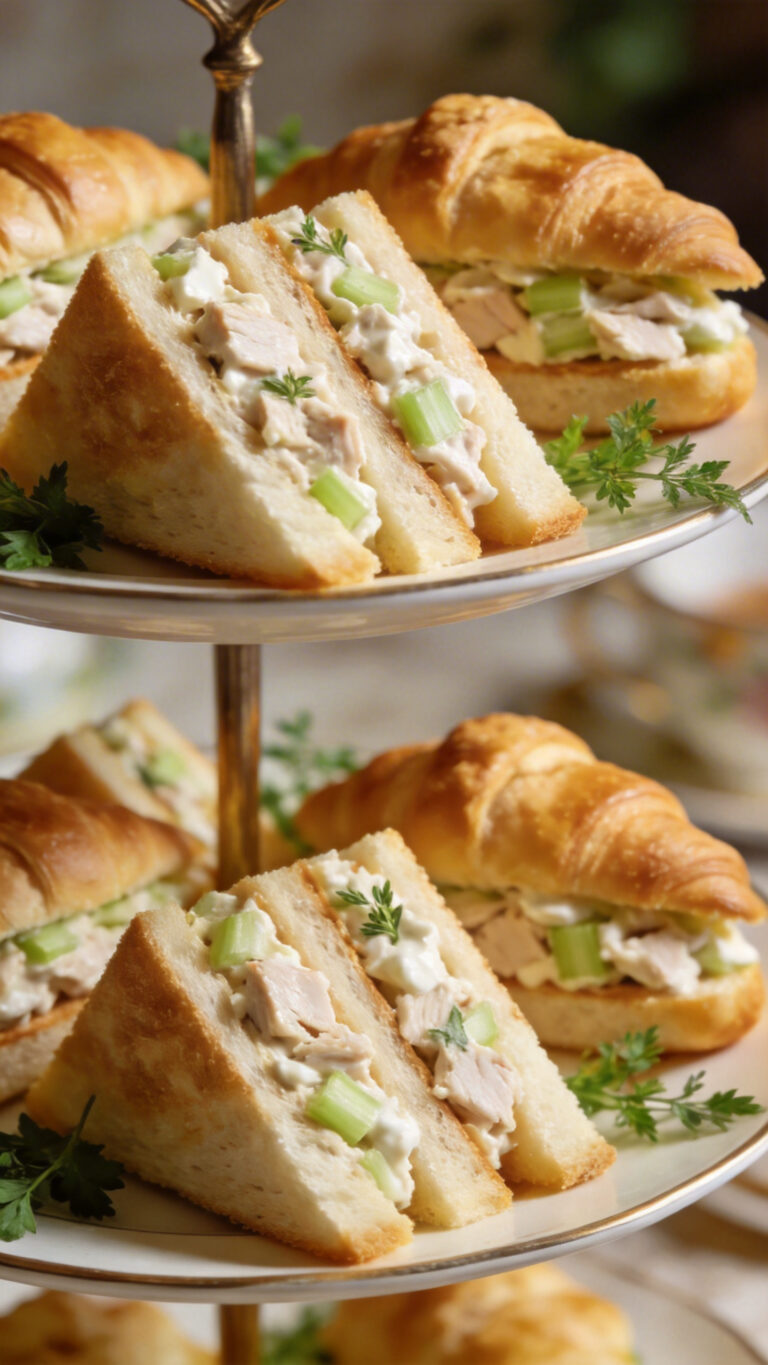 Chicken Salad Tea Sandwiches with Croissants for a Crowd - American