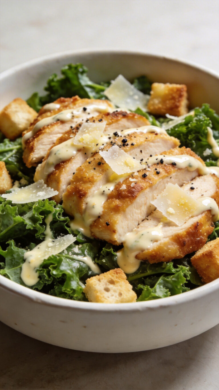 Crispy Chicken Baby Kale Caesar Salad - American