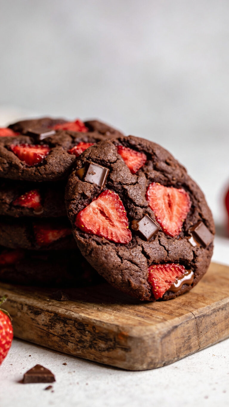 Dark Chocolate Strawberry Chunk Cookies - American
