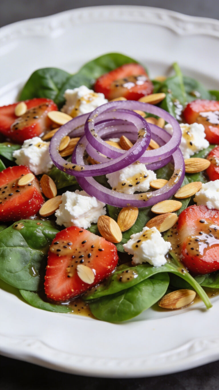 Easter Brunch Strawberry Spinach Salad with Poppy Seed Dressing - American