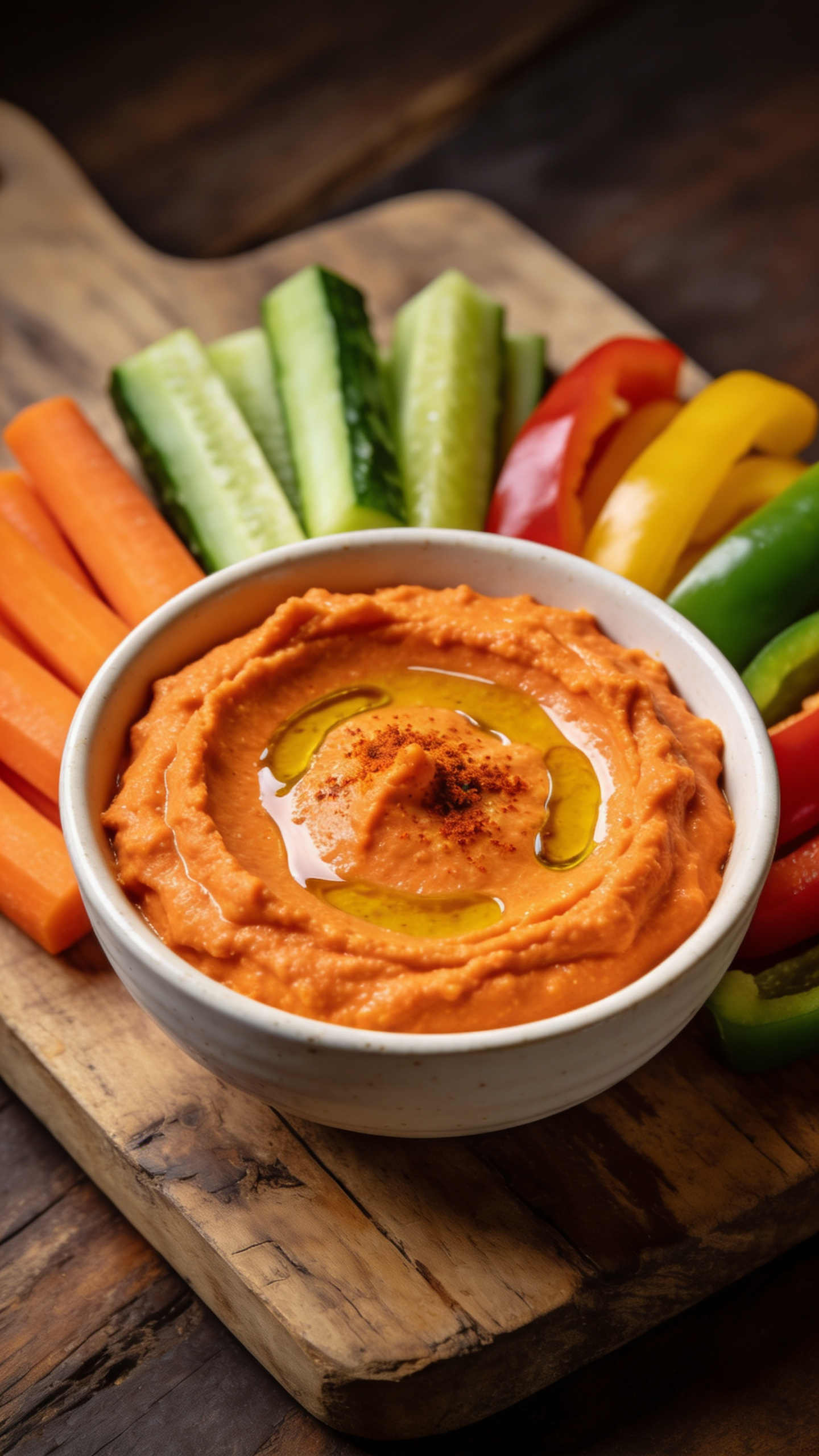 Easy Carrot Hummus with Veggie Sticks No Tahini