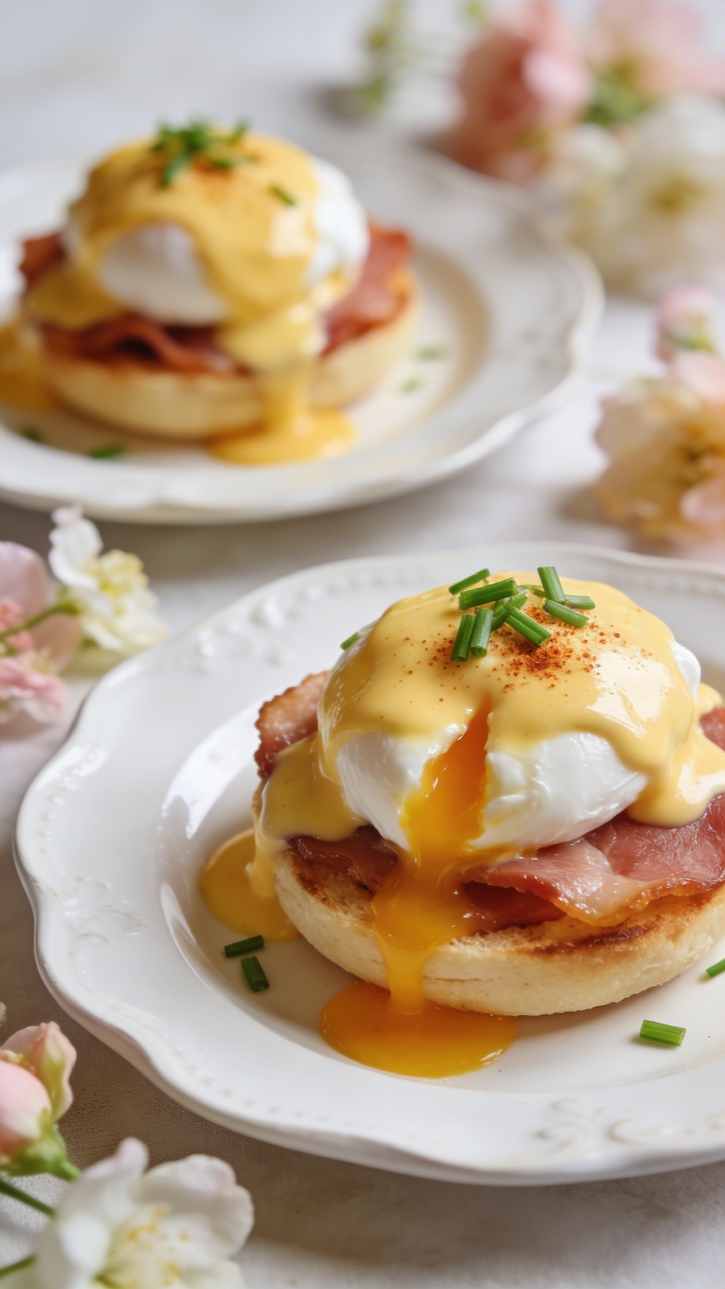 Eggs Benedict with Hollandaise for a Mother's Day Table