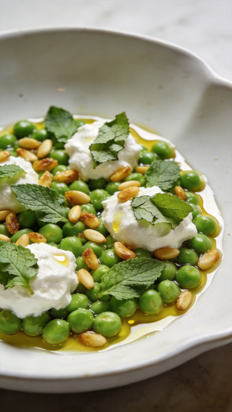 Elegant Dinner Spring Pea and Mint Salad - Mediterranean
