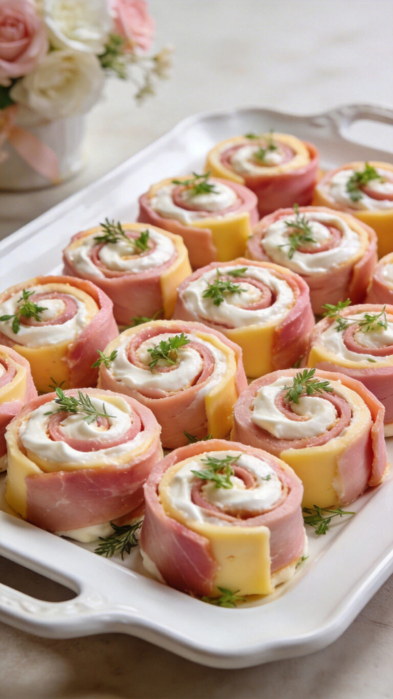 Fancy Ham and Cheese Pinwheels for Baby Shower - American