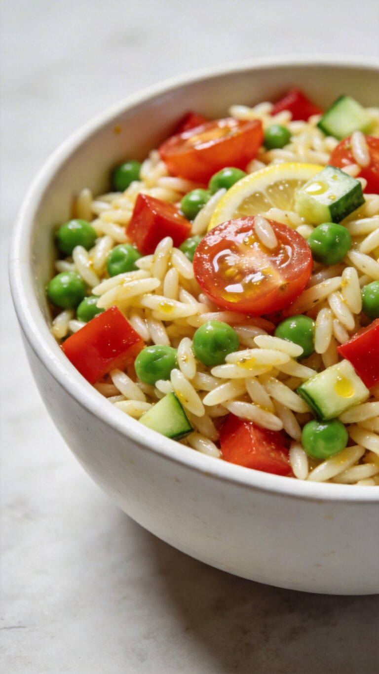 Kid-Friendly Lemon Orzo Salad with Vegetables - Mediterranean