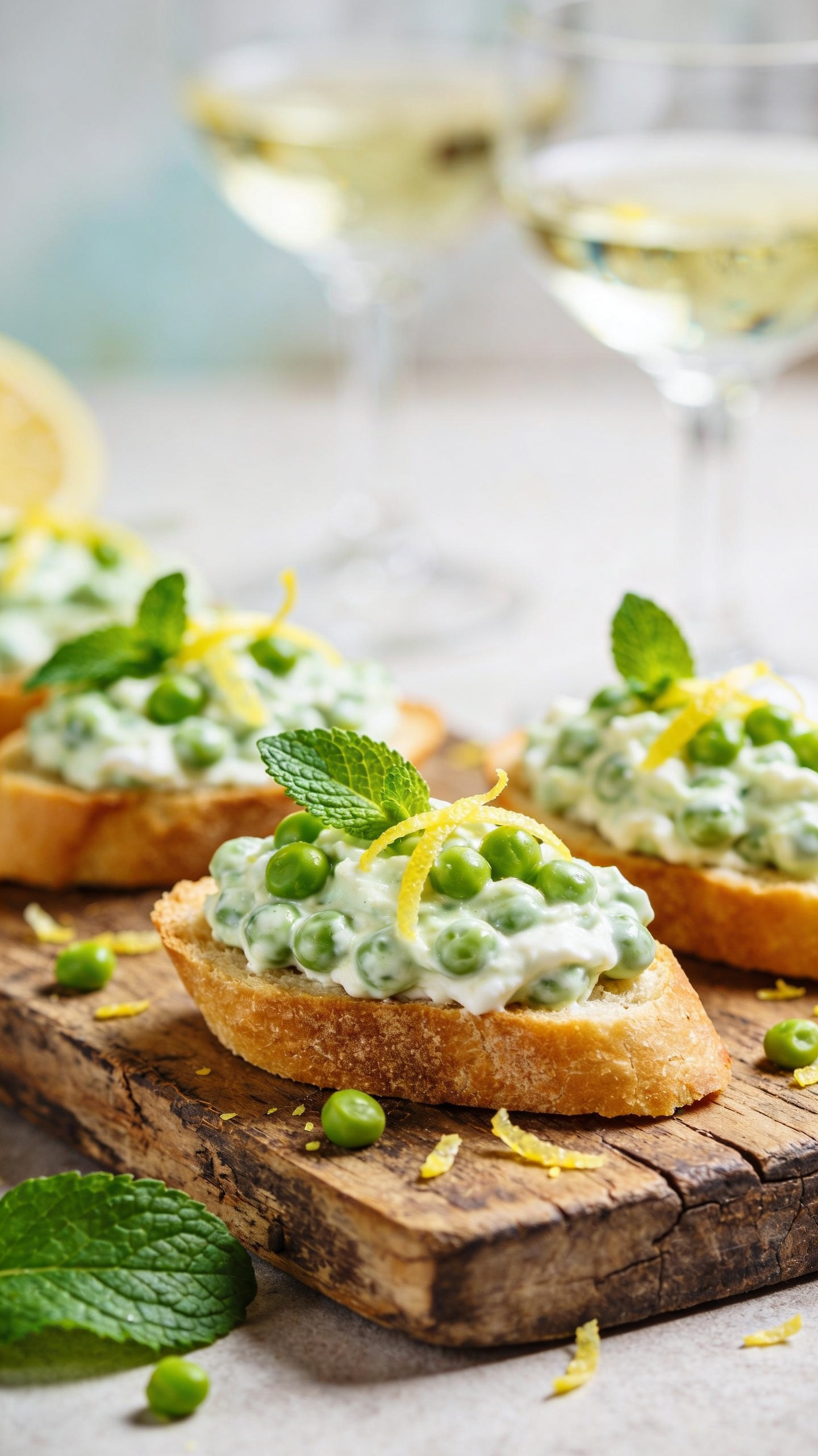 Light Spring Pea Bruschetta for Wine Pairing