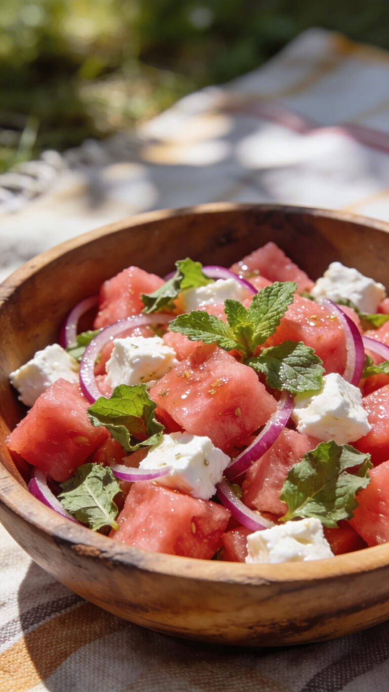 No-Wilting Watermelon Feta Salad for Picnics - Mediterranean