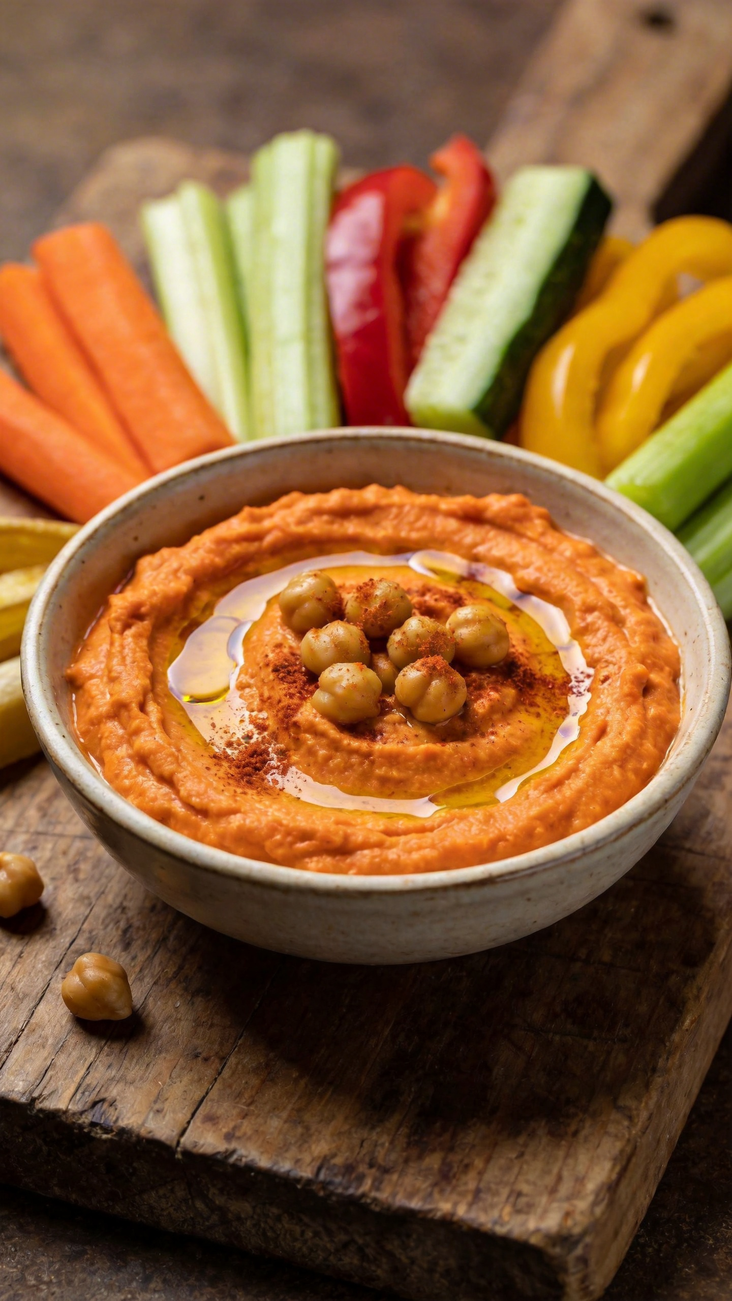 Quick Carrot Hummus with Veggie Sticks After School