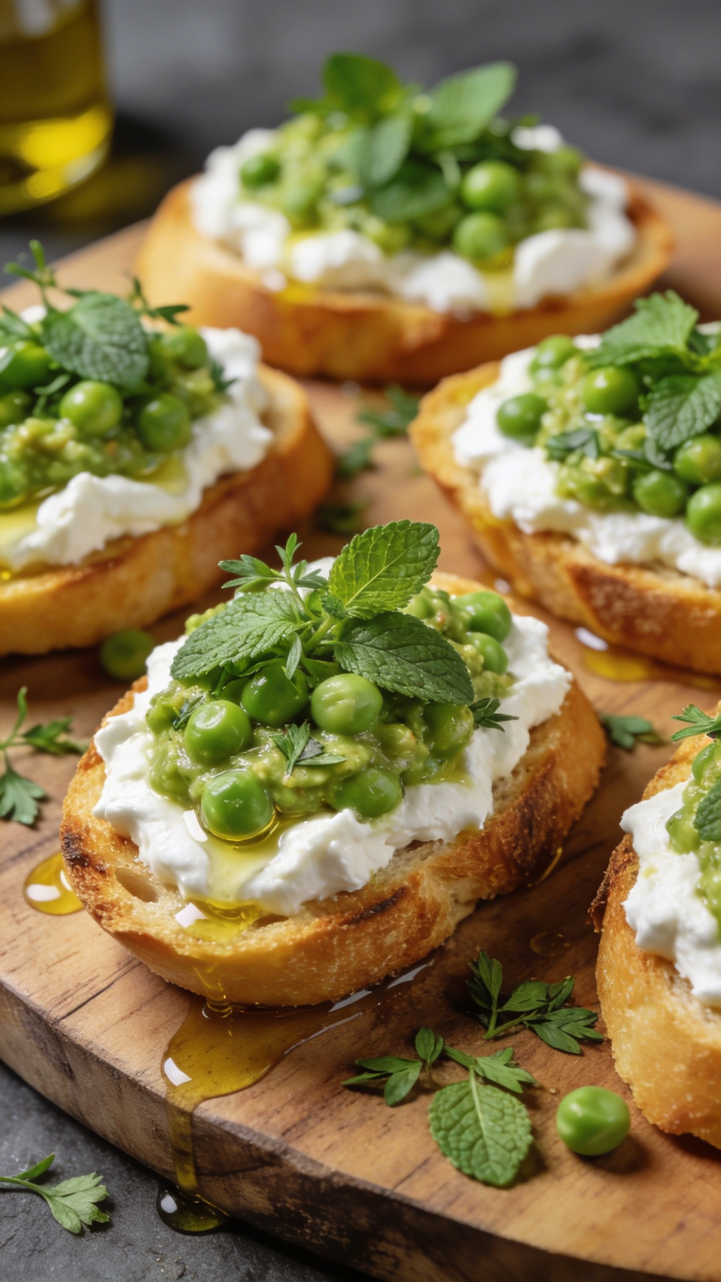 Simple Spring Pea Bruschetta No-Cook Topping