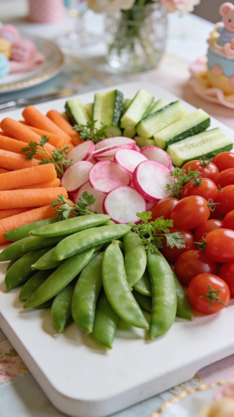 Simple Spring Vegetable Crudité Platter for Baby Shower - American