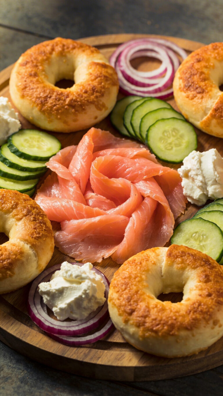 Smoked Salmon Bagel Board for Feeding a Weekend Crowd - American