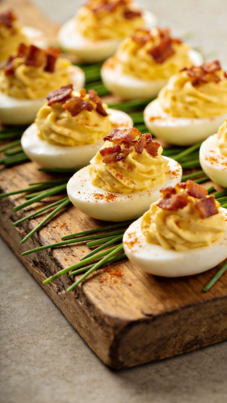 Southern Deviled Eggs with Bacon Party Appetizer - Southern American
